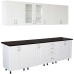 Bucatarie Zebra 260 cm din MDF Alb Lucios cu blat termoizolant negru